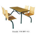 Black Oak Fast Food Court 4 Seat Dining Table and Chair Restaurant Set